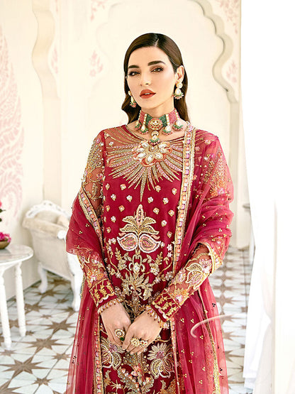 Rouge Embroidered Net 3-Piece Suit WS-06