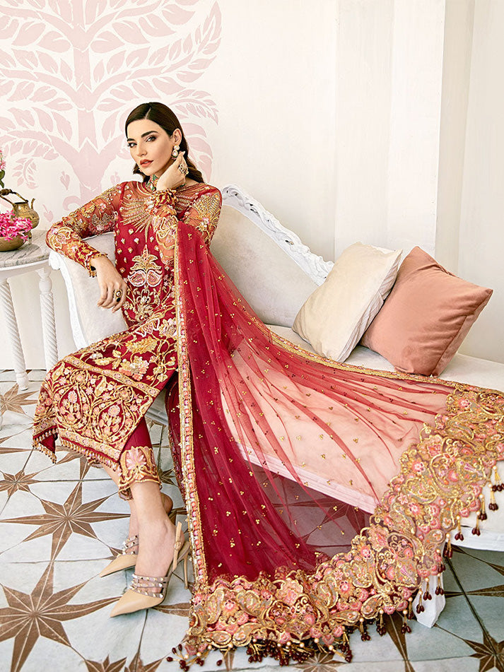 Rouge Embroidered Net 3-Piece Suit WS-06
