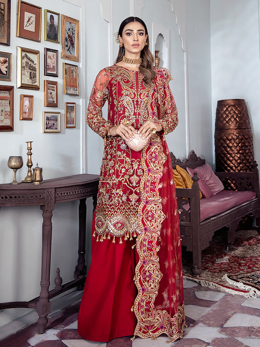Tamanah Embroidered Net 3-Piece Suit WS-12
