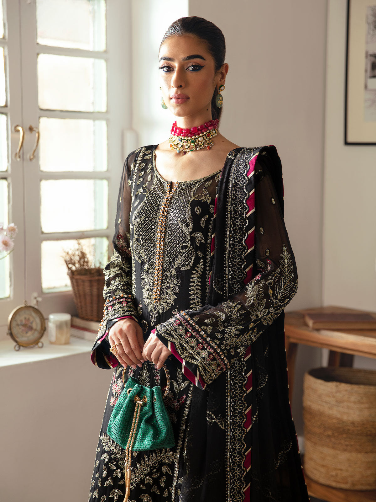 Noir GL-EC-23V1-06 Embroidered Chiffon 2023 volume 1 by Gulaal