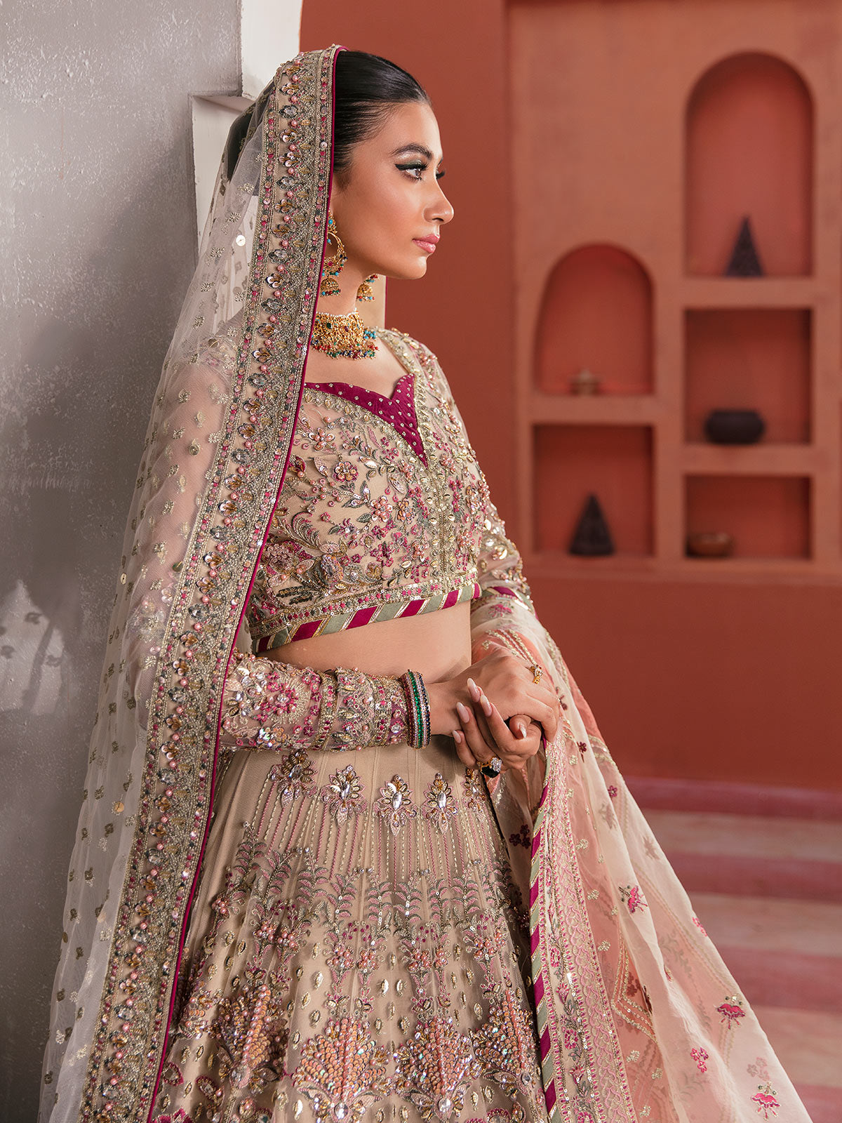Anshah GL-WS-22V1-28 (Ivory White Lehnga Choli) Zaryaab Wedding Formals Collection by Gulaal