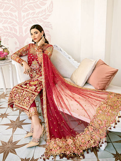 Rouge Embroidered Net 3-Piece Suit WS-06
