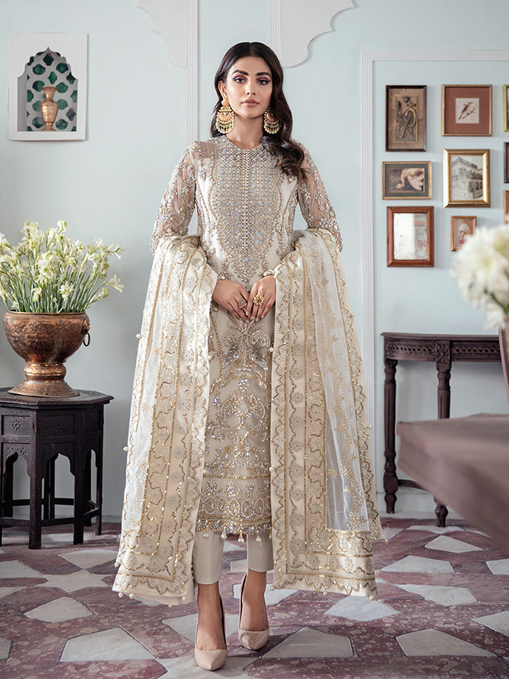 Mehr Embroidered Net 3-Piece Suit WS-19