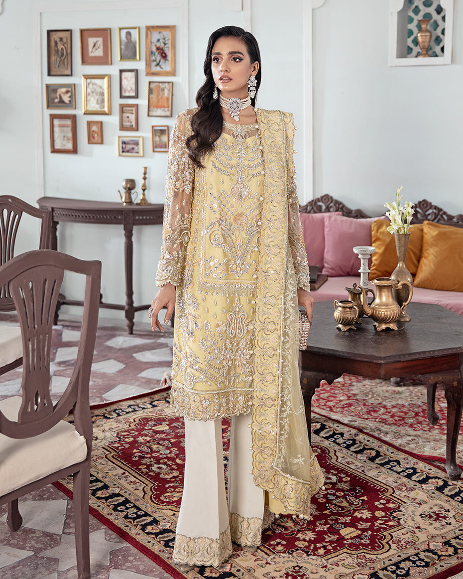Mahjabeen Embroidered Net 3-Piece Suit WS-17 - Meherma Wedding Formals Collection