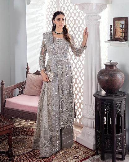 Gulnoor Embroidered Net 3-Piece Suit WS-18 - Meherma Wedding Formals Collection