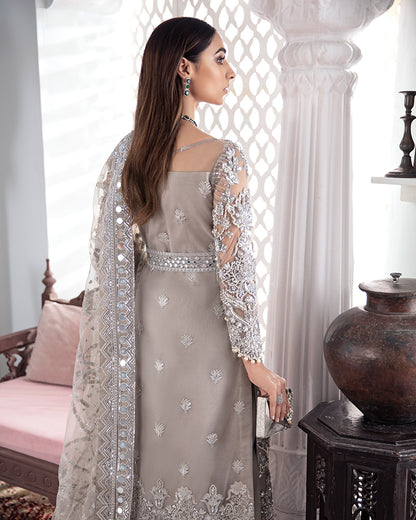 Gulnoor Embroidered Net 3-Piece Suit WS-18 - Meherma Wedding Formals Collection