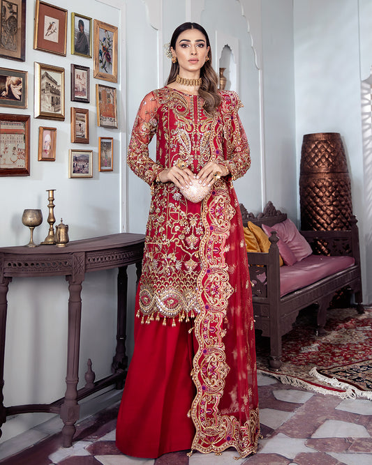 Tamanah Embroidered Net 3-Piece Suit WS-12 - Meherma Wedding Formals Collection