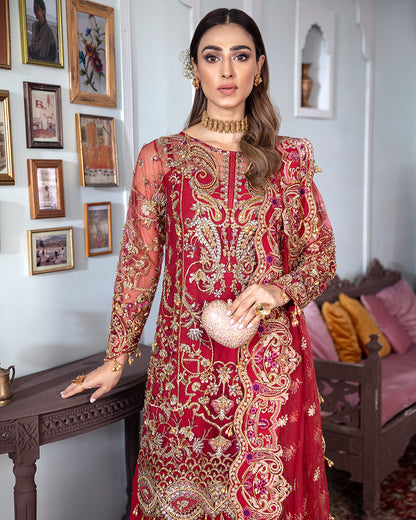 Tamanah Embroidered Net 3-Piece Suit WS-12 - Meherma Wedding Formals Collection