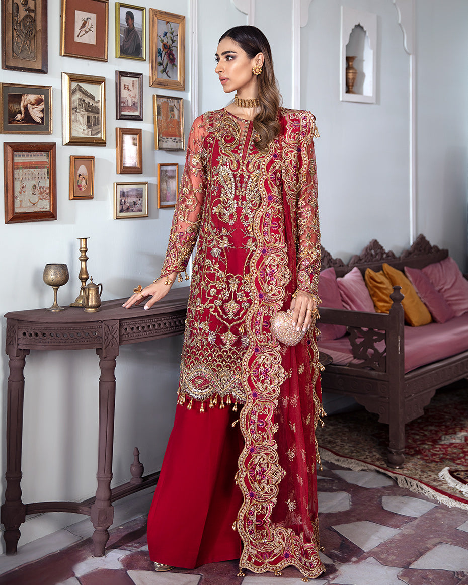 Tamanah Embroidered Net 3-Piece Suit WS-12 - Meherma Wedding Formals Collection