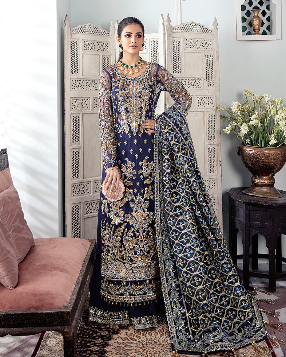 Qayinaat Embroidered Net 3-Piece Suit WS-16 - Meherma Wedding Formals Collection