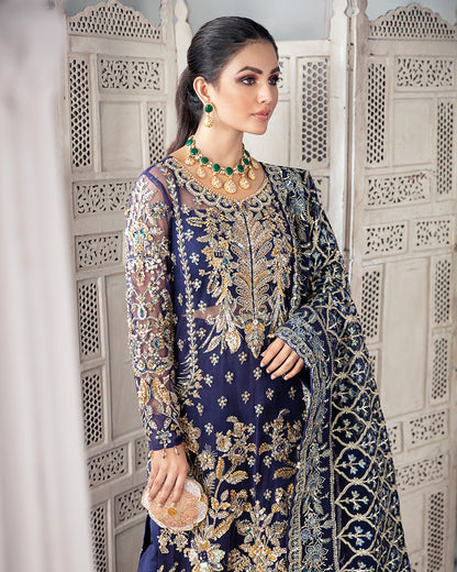 Qayinaat Embroidered Net 3-Piece Suit WS-16 - Meherma Wedding Formals Collection