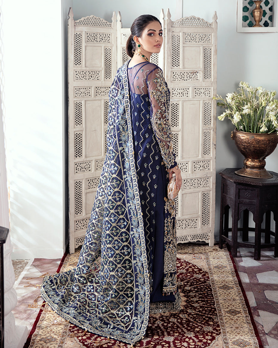 Qayinaat Embroidered Net 3-Piece Suit WS-16 - Meherma Wedding Formals Collection