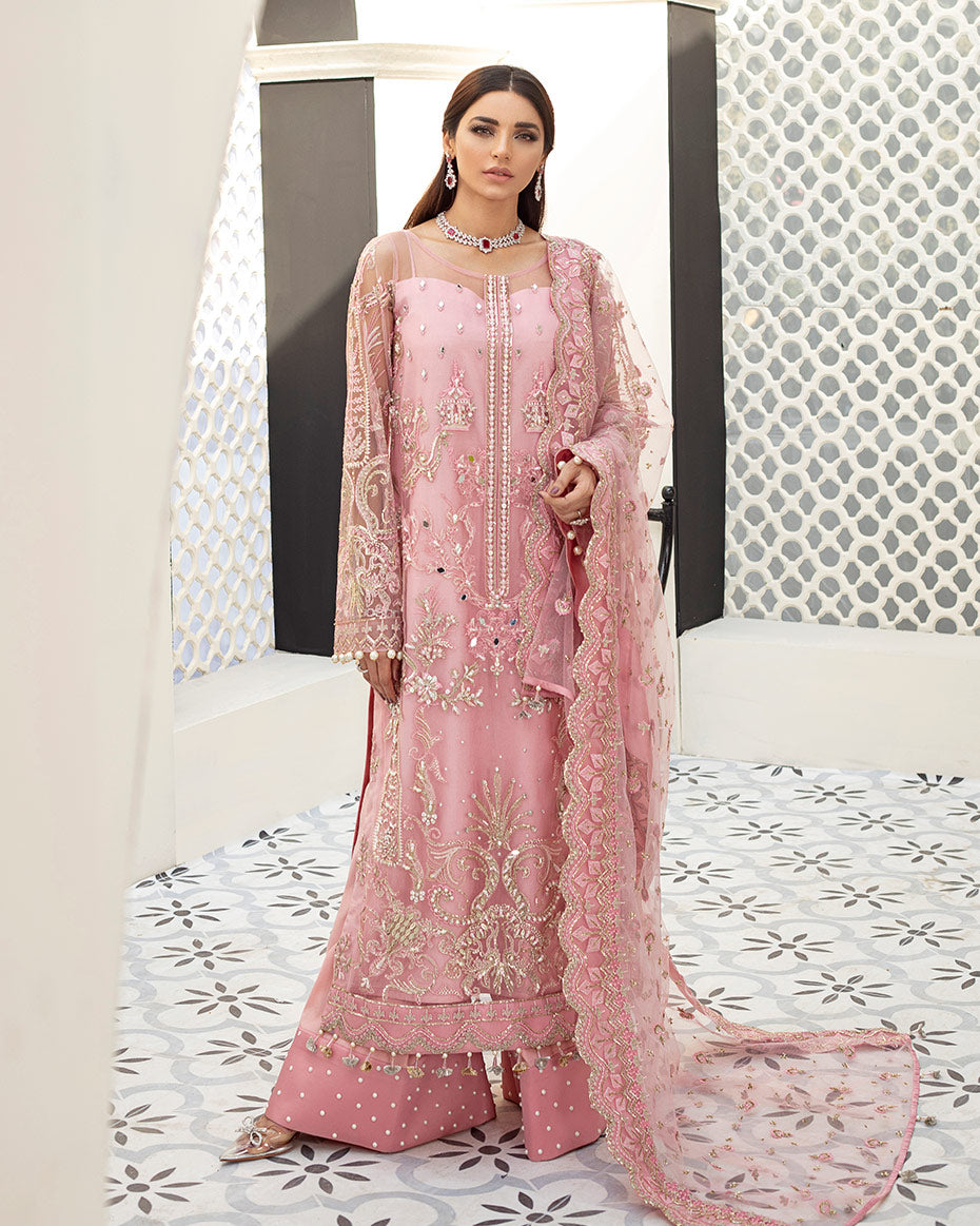 Roselyn Embroidered Net 3-Piece Suit D-5 Gulaal Unstitched Luxury Formals Eid Collection