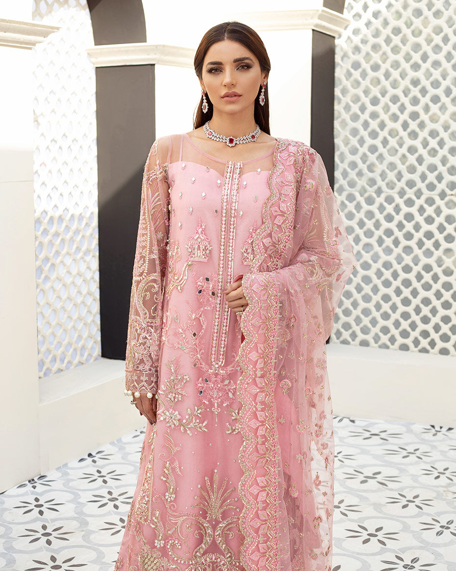 Roselyn Embroidered Net 3-Piece Suit D-5 Gulaal Unstitched Luxury Formals Eid Collection