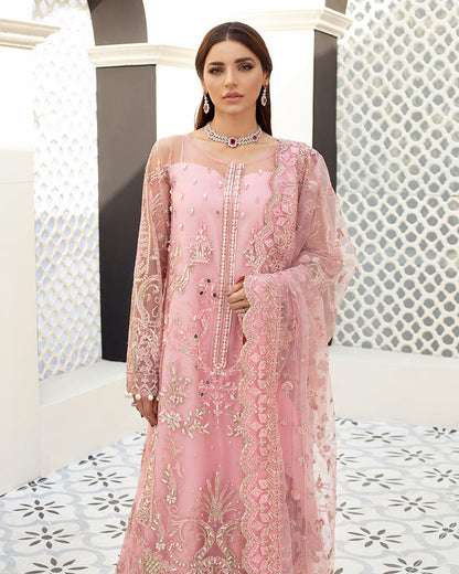 Roselyn Embroidered Net 3-Piece Suit D-5 Gulaal Unstitched Luxury Formals Eid Collection
