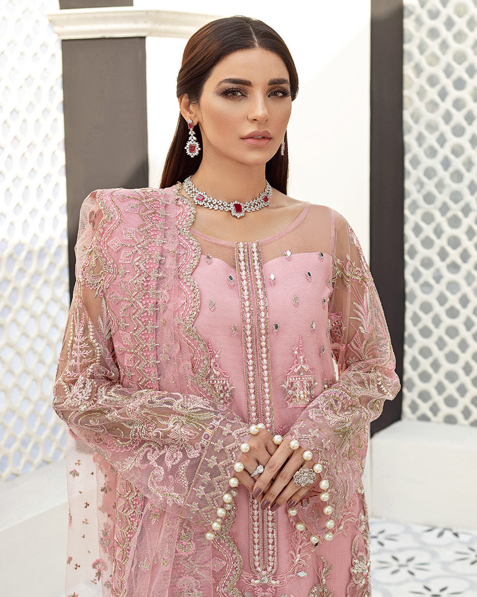 Roselyn Embroidered Net 3-Piece Suit D-5 Gulaal Unstitched Luxury Formals Eid Collection