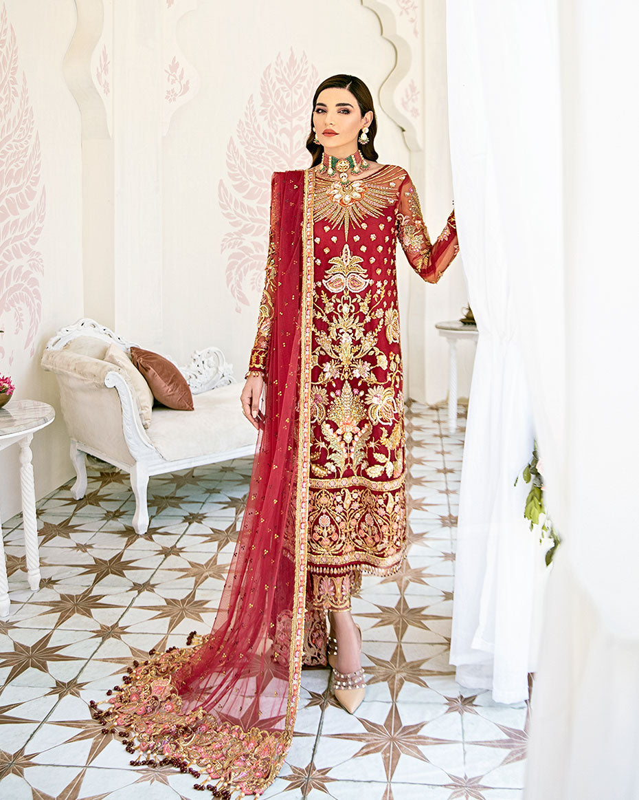  Rouge Embroidered Net 3-Piece Suit WS-06 - Fleur De Rose Wedding Formals