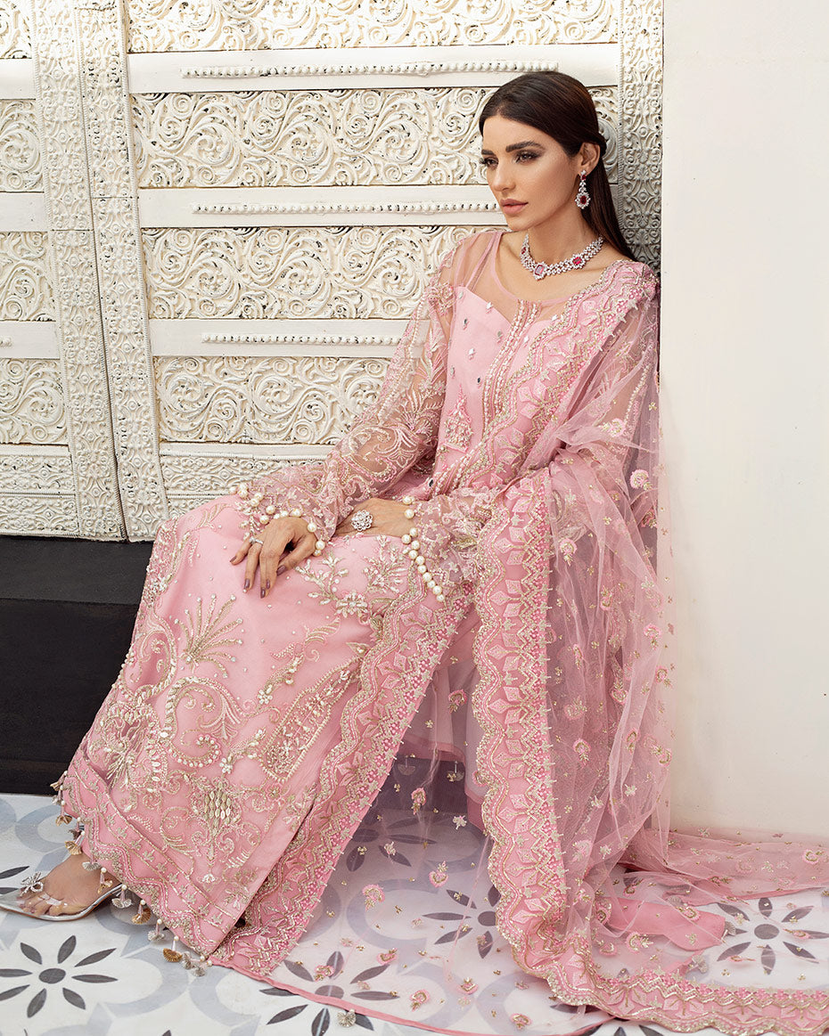 Roselyn Embroidered Net 3-Piece Suit D-5 Gulaal Unstitched Luxury Formals Eid Collection