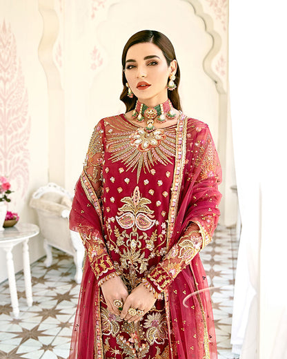  Rouge Embroidered Net 3-Piece Suit WS-06 - Fleur De Rose Wedding Formals