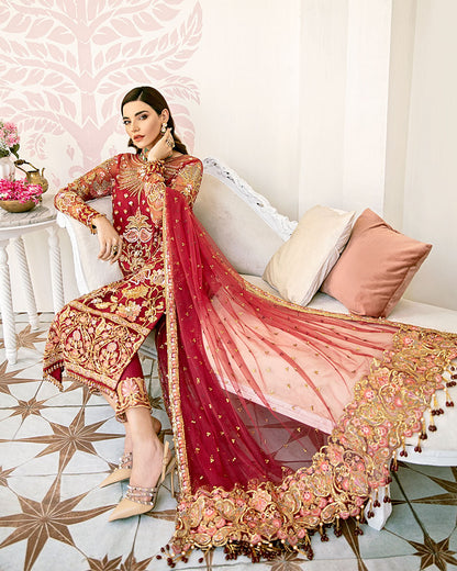  Rouge Embroidered Net 3-Piece Suit WS-06 - Fleur De Rose Wedding Formals