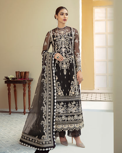 Inaaya Embroidered Organza 3-Piece Suit D-01 Unstitched Luxury Formals 2021