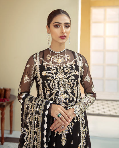 Inaaya Embroidered Organza 3-Piece Suit D-01 Unstitched Luxury Formals 2021