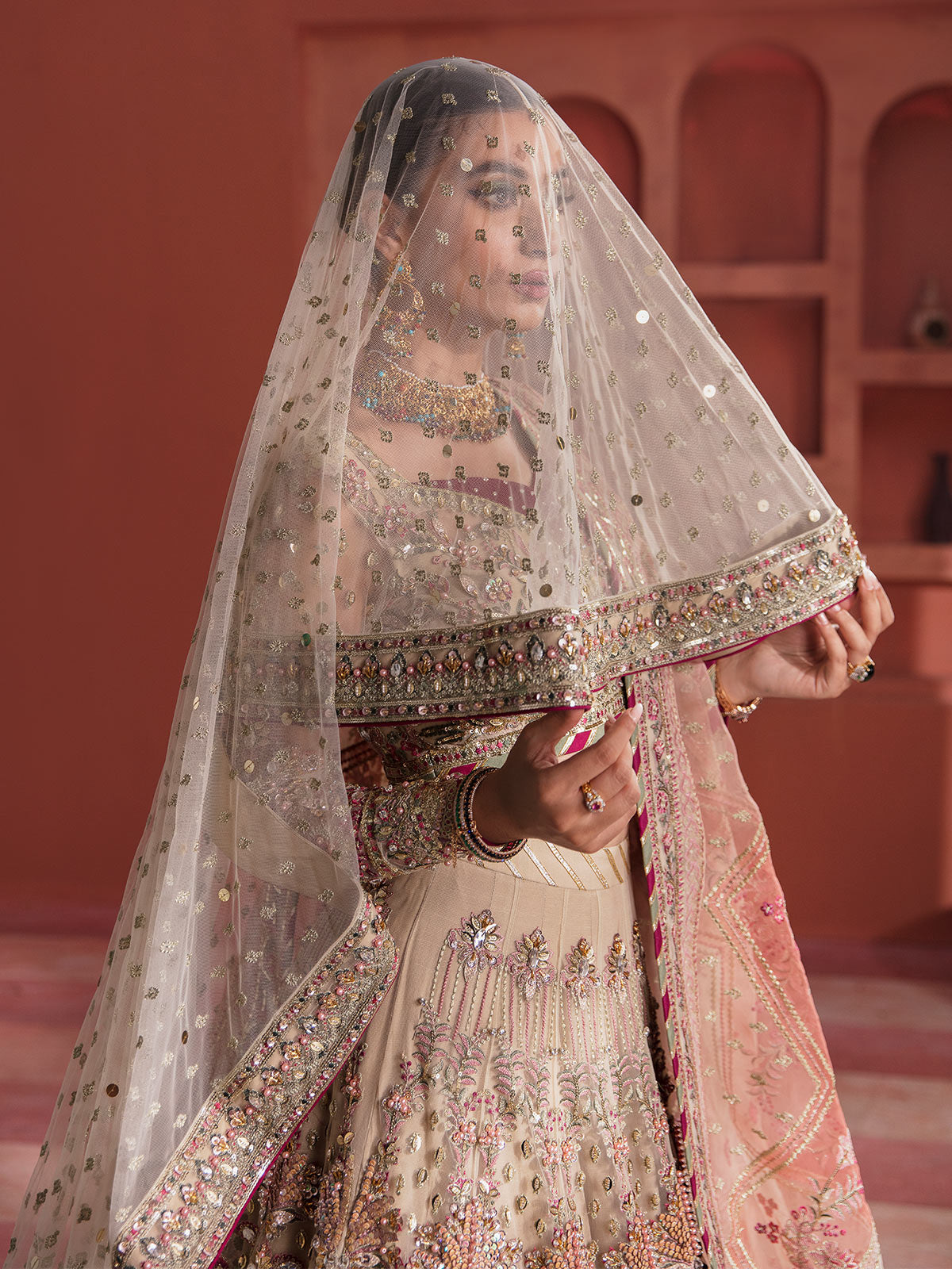 Anshah GL-WS-22V1-28 (Ivory White Lehnga Choli) Zaryaab Wedding Formals Collection by Gulaal