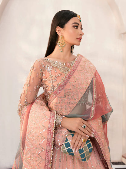 Afreen GL-WS-22V1-29 (peach lehnga choli) Zaryaab Wedding Formals Collection by Gulaal