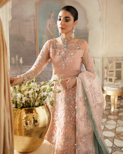 Nagaar Embroidered Net 3-Piece Suit WU-02 Wedding Unstitched Collection 2021